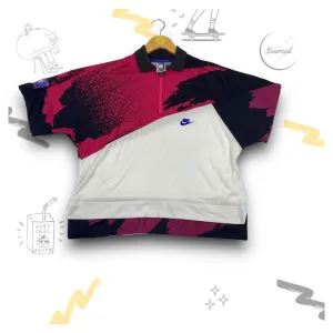 Nike 1/4 Zip Polo Shirt  Funky Pink And Black Colourway (XL)