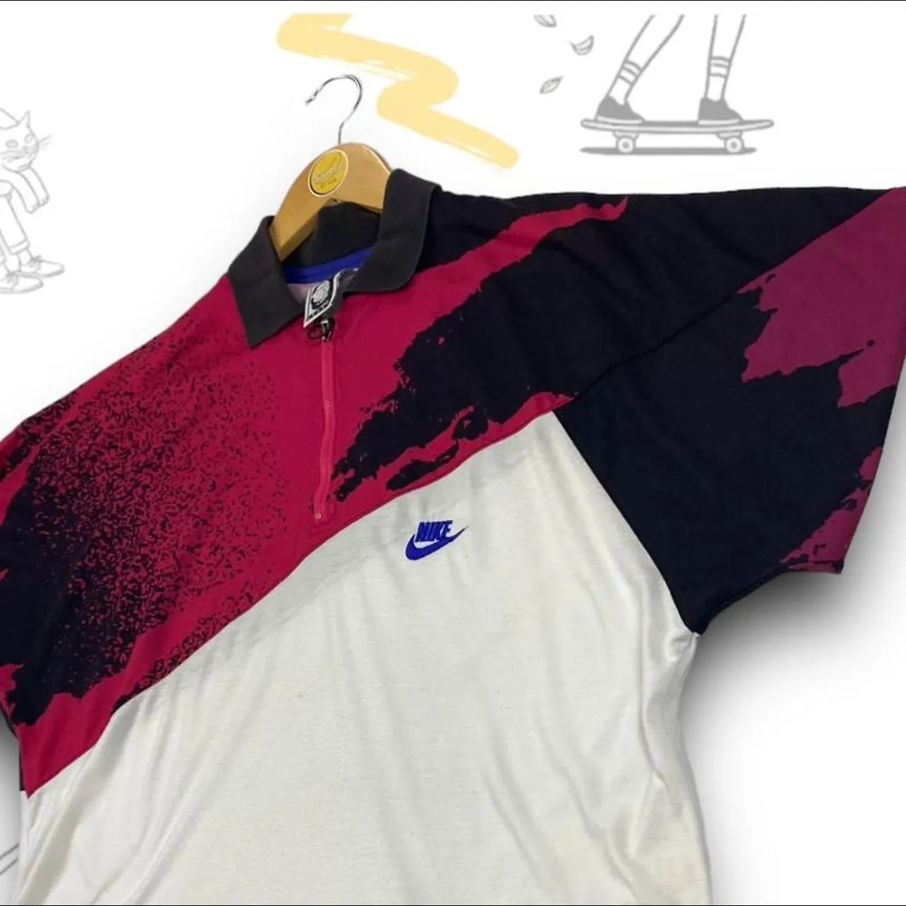 Nike 1/4 Zip Polo Shirt  Funky Pink And Black Colourway (XL)