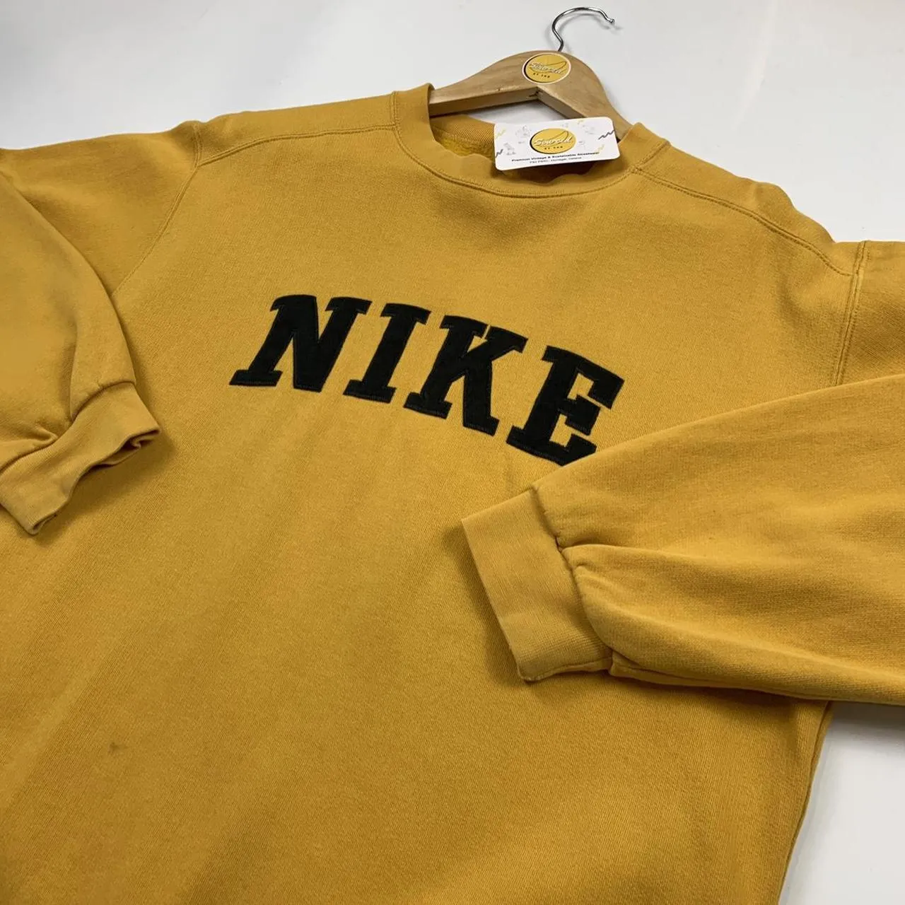 Nike 90s Vintage Embroidered Front Chest Spellout Logo Crewneck Sweatshirt (XS)