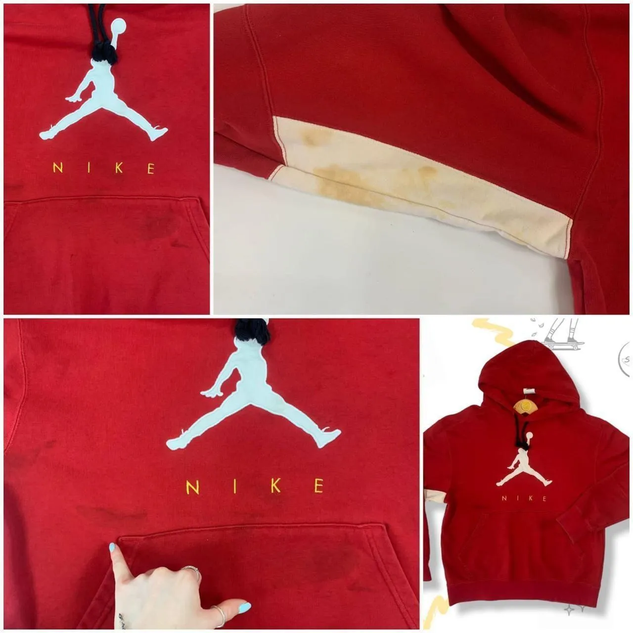 Nike Air Jordan Red Centre Logo Hoodie (l)