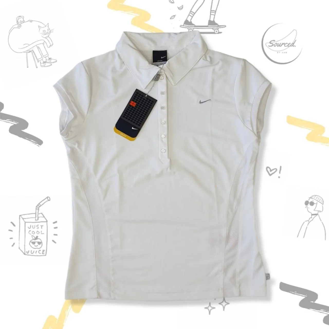 Nike Court Dri-Fit Vintage Label Deadstock Womens Button Up Polo Shirt (bnwt) (M)