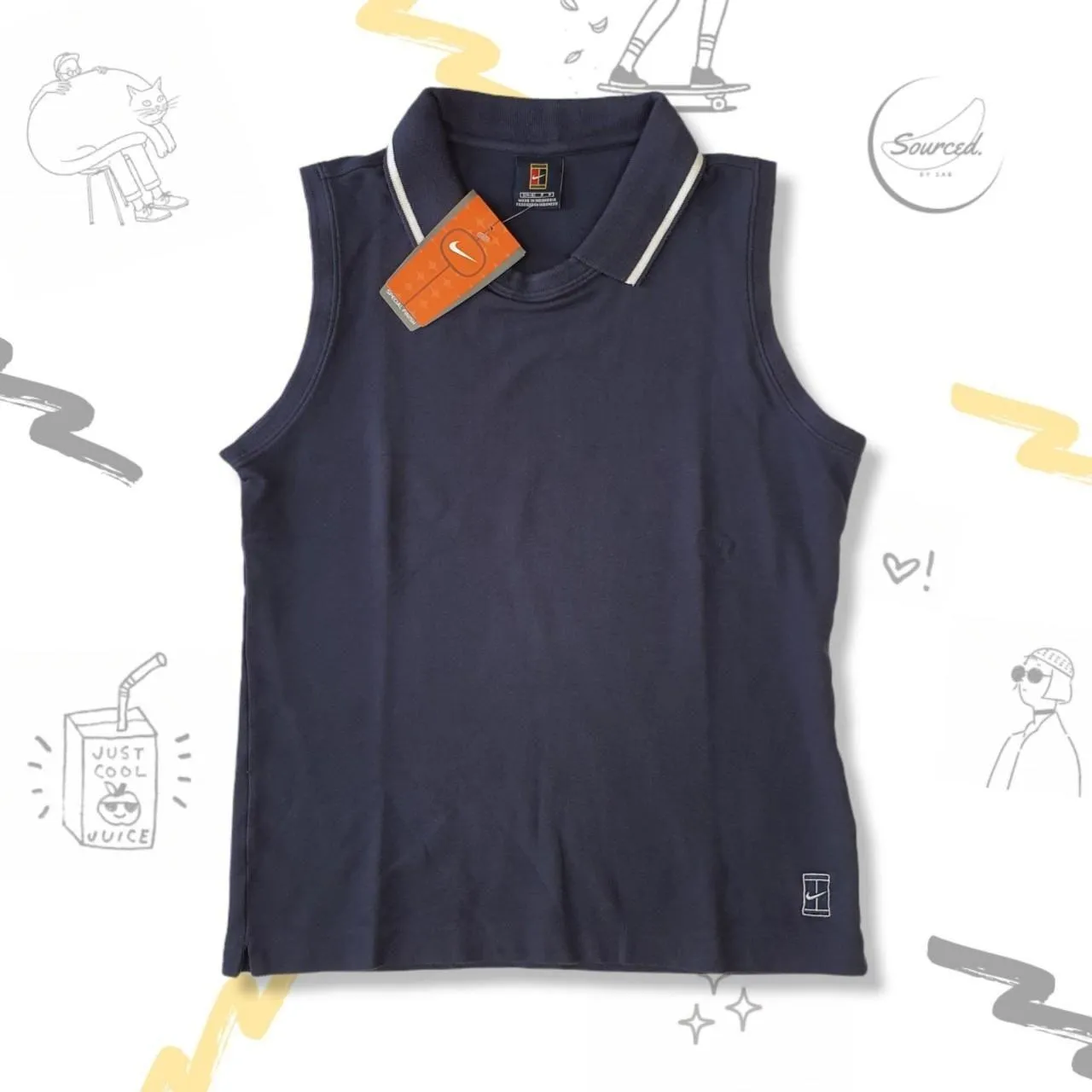 Nike Court Vintage Label Nike Deadstock Womens Collared / Polo Vest / Sleeveless Tshirt (S)