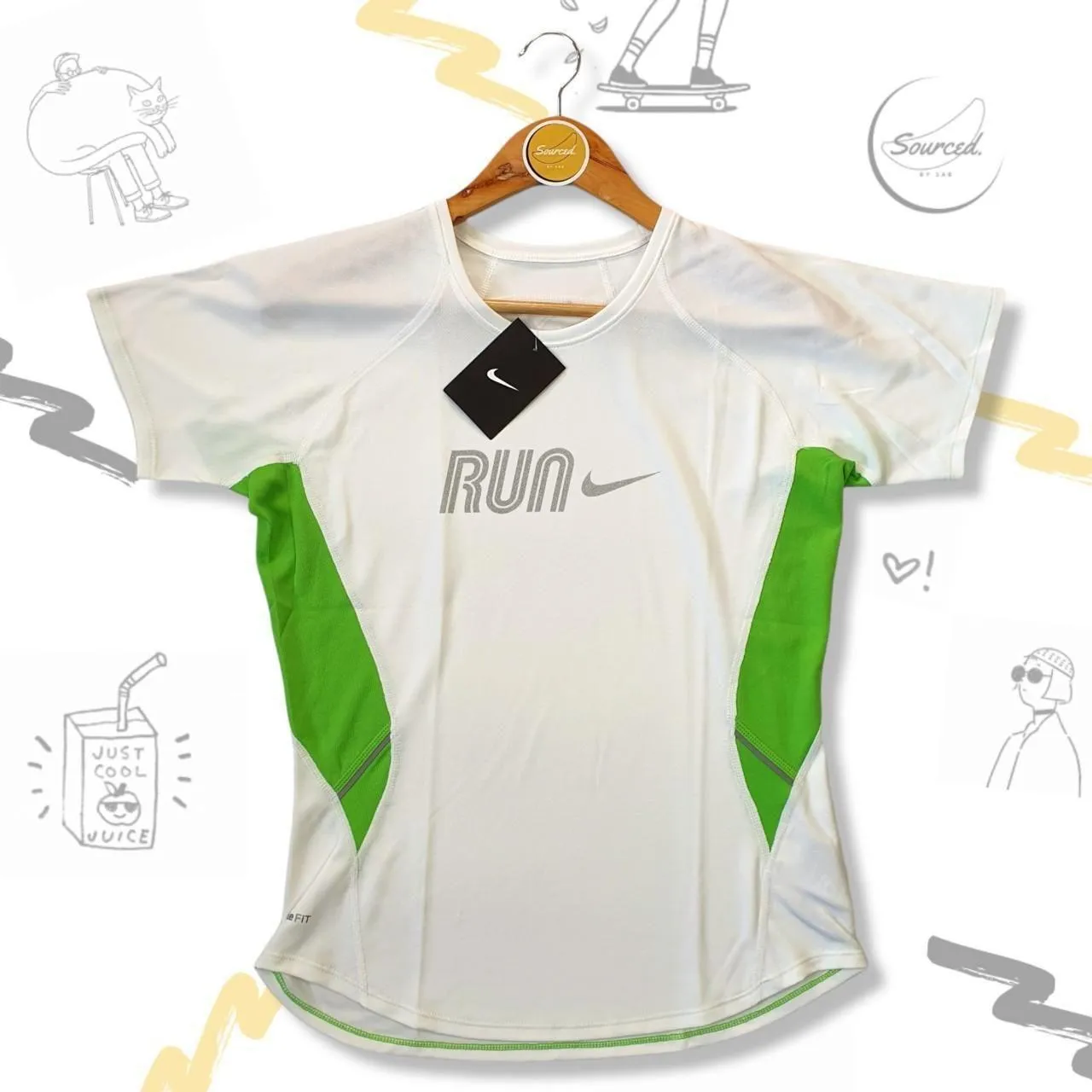 Nike Fit Running Training Tshirt Deadstock Reflective Spellout And Swoosh Across Front Chest (M)