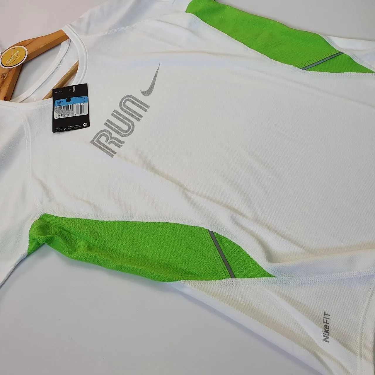 Nike Fit Running Training Tshirt Deadstock Reflective Spellout And Swoosh Across Front Chest (M)