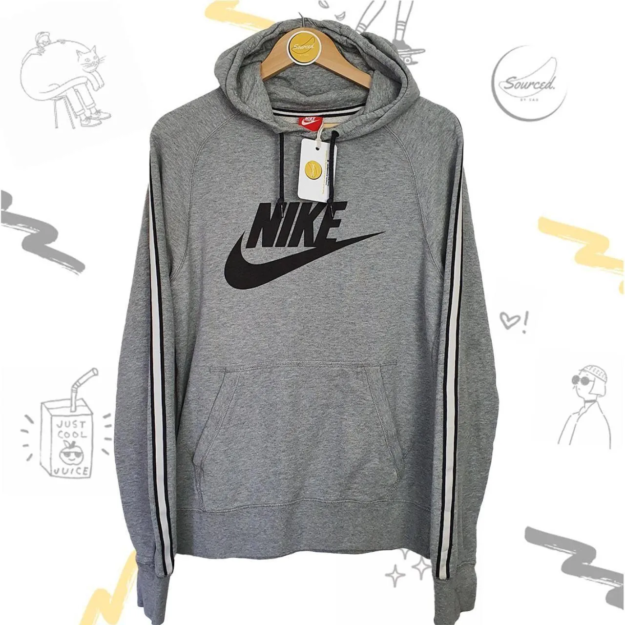 Nike Hoodie Grey With Centre Logo (S)