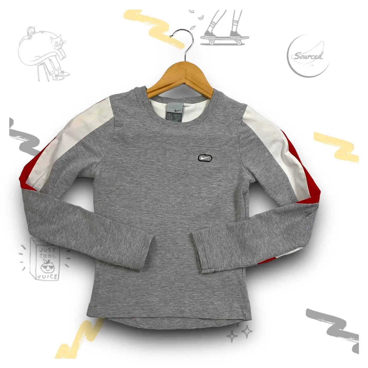Nike Long Sleeve Top With Grey And Red Colourway (S)
