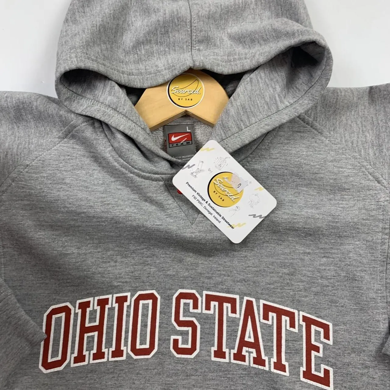 Nike Ohio State Vintage Embroidered Front Spellout Logo Hoodie (Women XS)