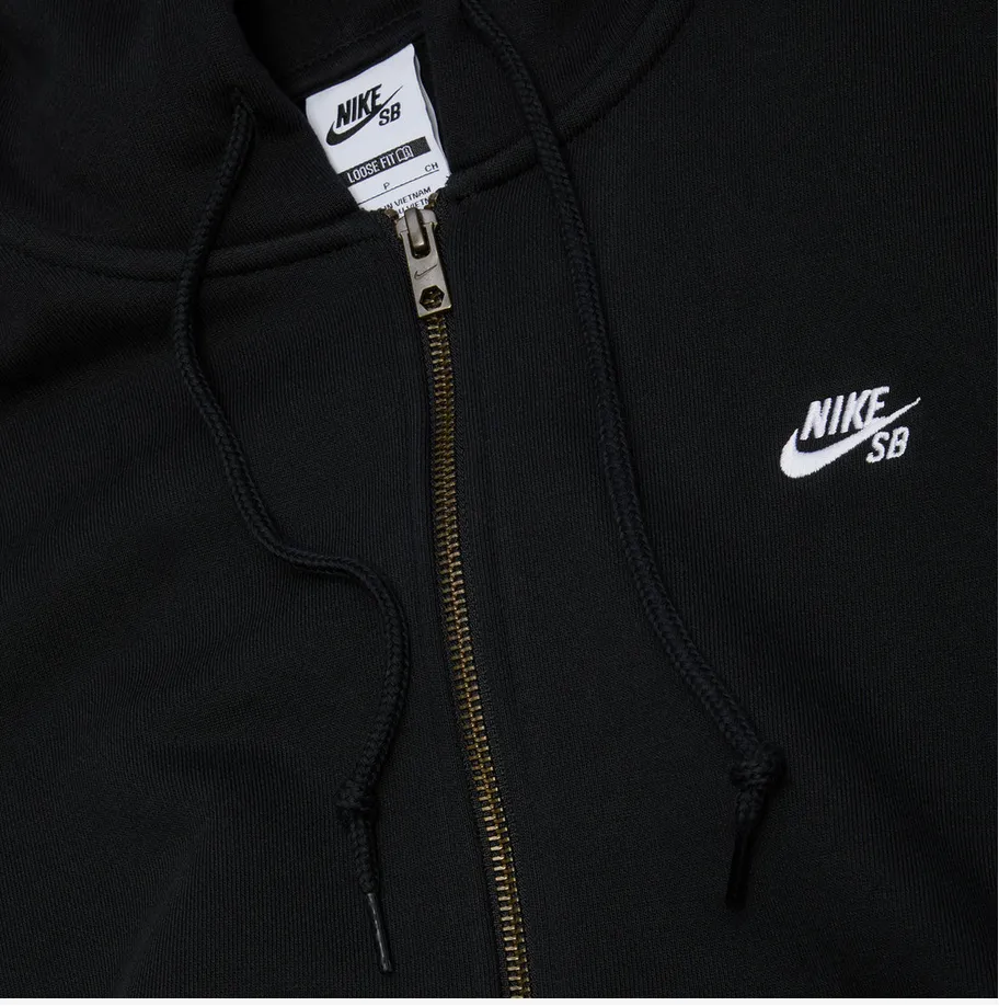 Nike SB Full-Zip Fleece Skate Hoodie Black/White