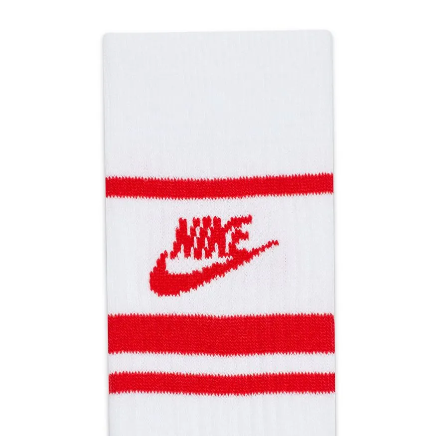 Nike Sportswear Everyday Essential Crew Sock 3pk Wht/Red