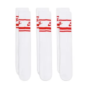 Nike Sportswear Everyday Essential Crew Sock 3pk Wht/Red