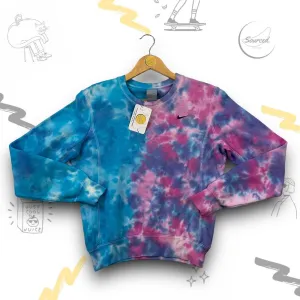 Nike Tiedye Crewneck pink And Blue Colourway  Left Chest Swoosh (Women XS)