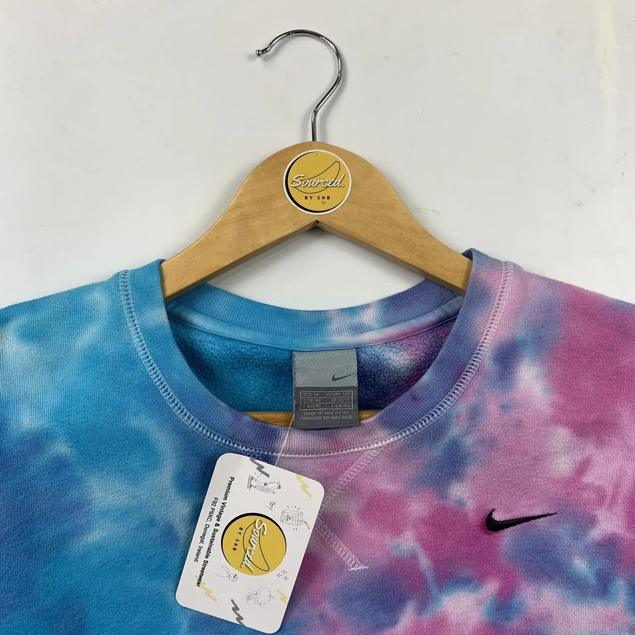 Nike Tiedye Crewneck pink And Blue Colourway  Left Chest Swoosh (Women XS)