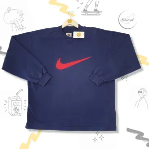 Nike Vintage 90's Tag Embroidered Front Chest Swoosh Logo Crewneck Sweatshirt (XL)