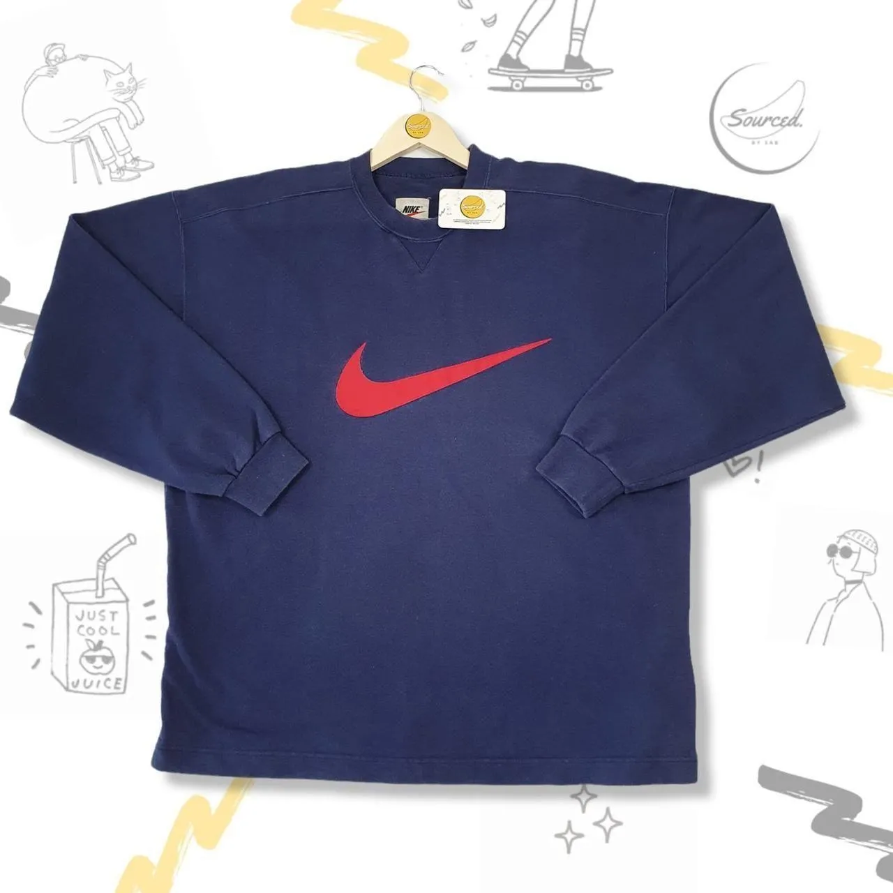Nike Vintage 90's Tag Embroidered Front Chest Swoosh Logo Crewneck Sweatshirt (XL)