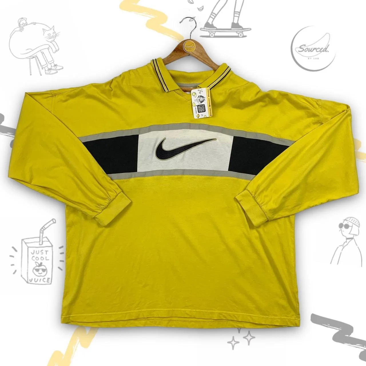 Nike Vintage Embroidered Front Chest Swoosh Logo Rugby Style Shirt (XXL)