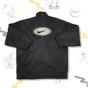 Vintage 90s Nike Tag Lightly Padded Puffer Jacket W/ Embroidered Left Chest Front Swoosh And Large B (XL)