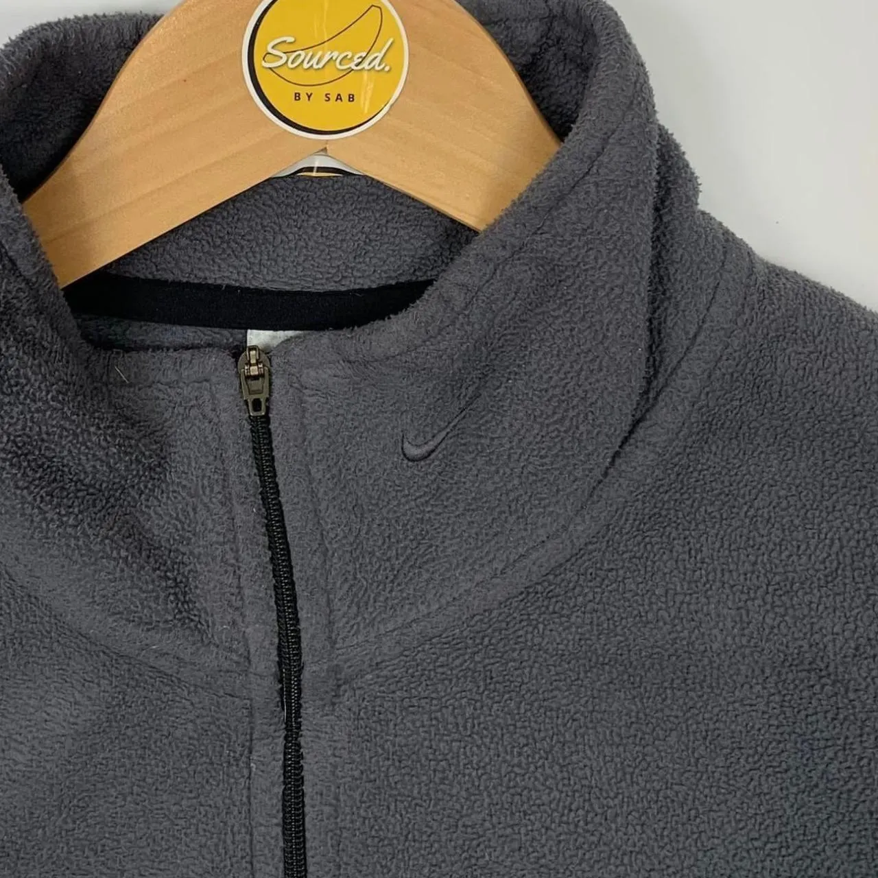 Vintage Early 00s Nike Embroidered Swoosh At Neck Quarter Zip Fleece (M)