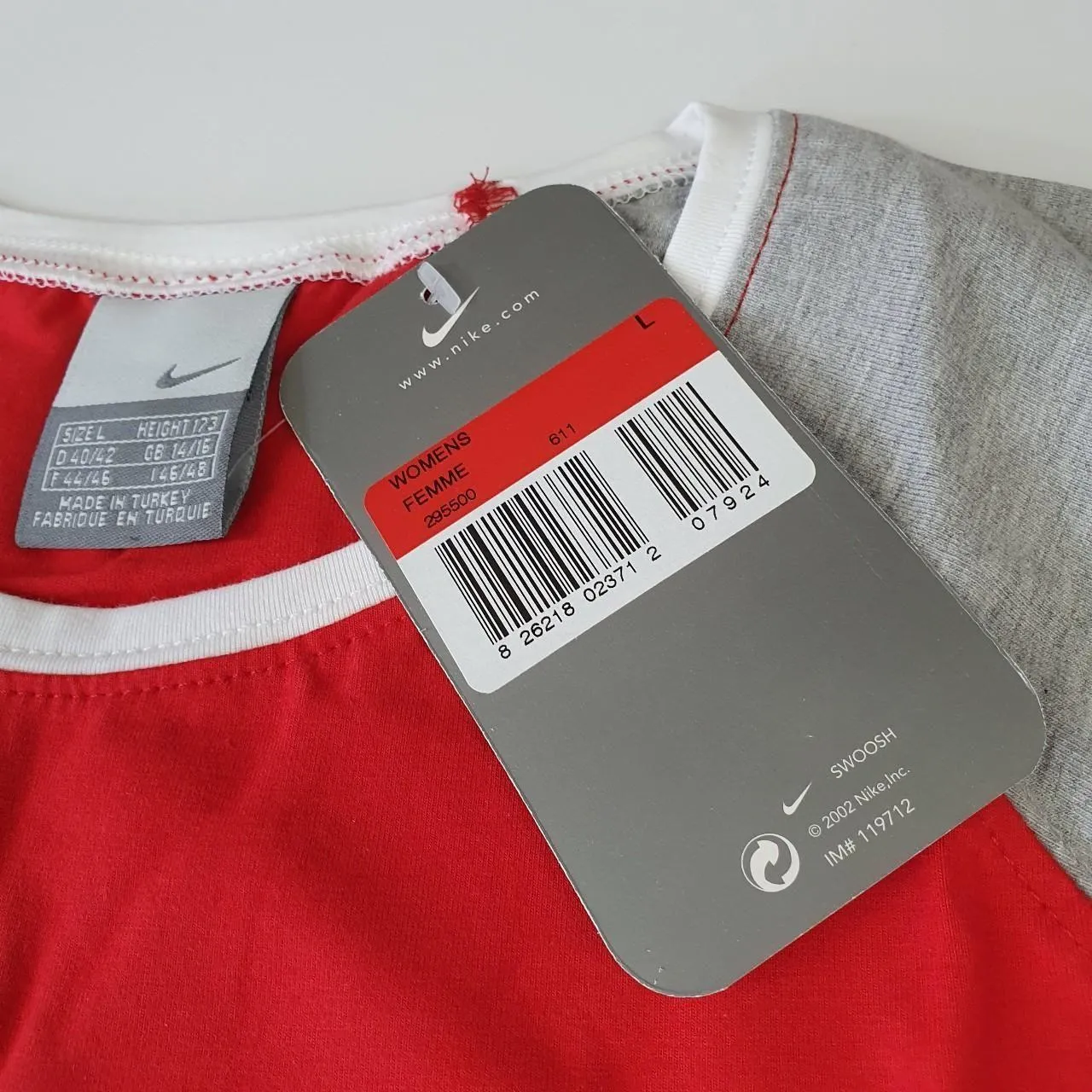 Vintage Early 2000s Tag Nike Deadstock Large Centre Swoosh Long Sleeve Nike Top (BNWT) (M)